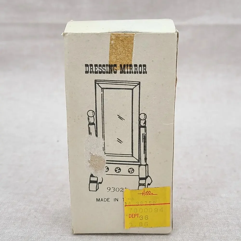 Vintage Miniature Dollhouse 1:12 Wood Dressing Mirror Adjustable With Box, 93024